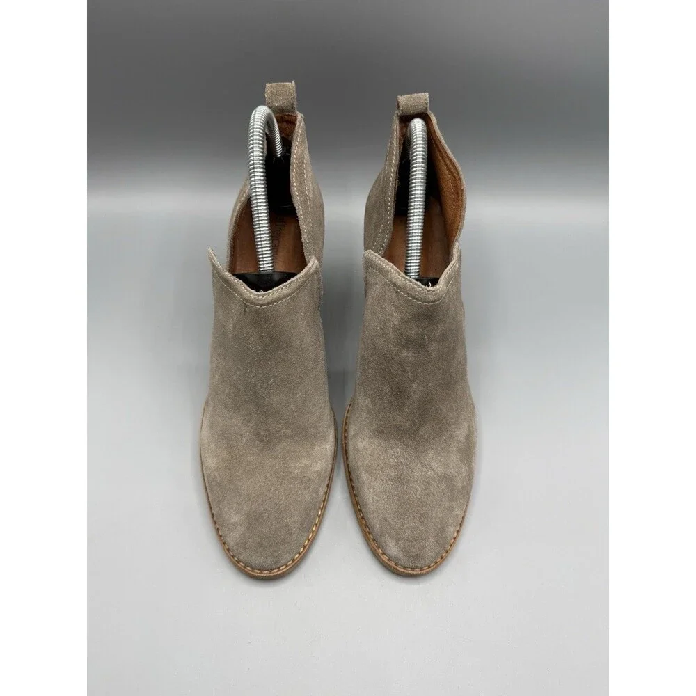Jeffrey Campbell Rosalee Taupe Gray Suede Cut Out Heeled Ankle Booties Size 10